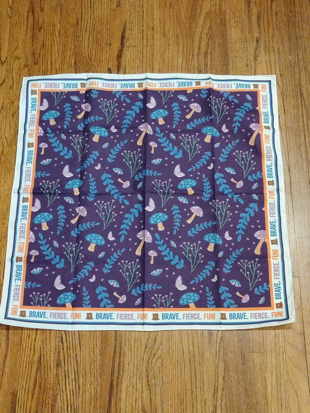 Girl Scout Purple Mushroom Floral Bandana Scarf